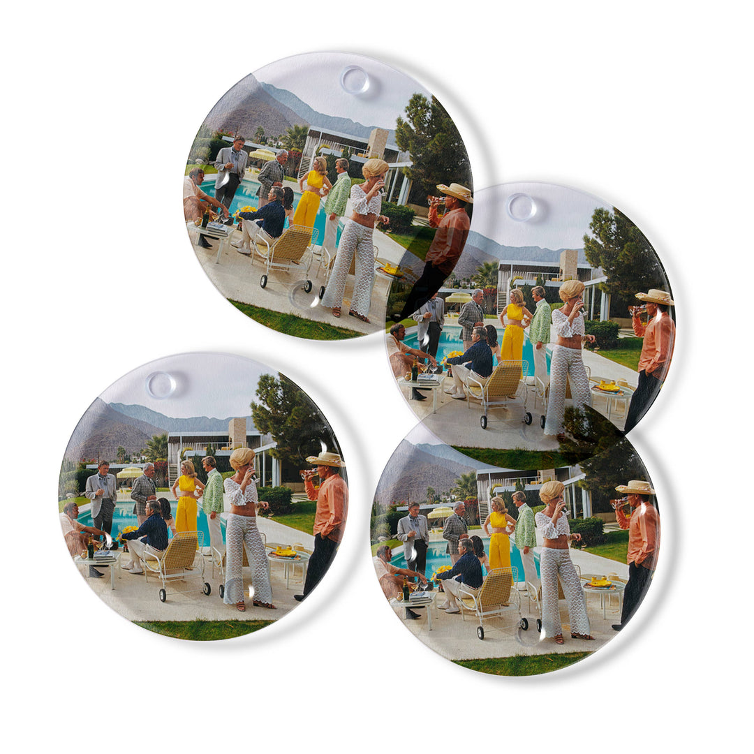 Glass Coasters S/4- Poolside Chic
