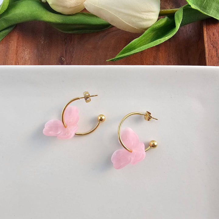 Magnolia Hoop Earrings - Pink