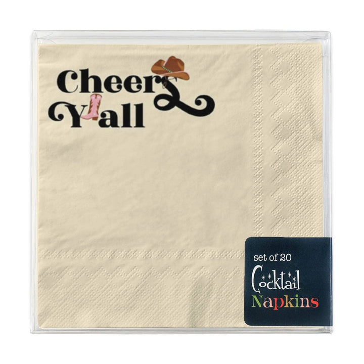 Cheers Y'all Western Cowgirl Cocktail Beverage Napkin