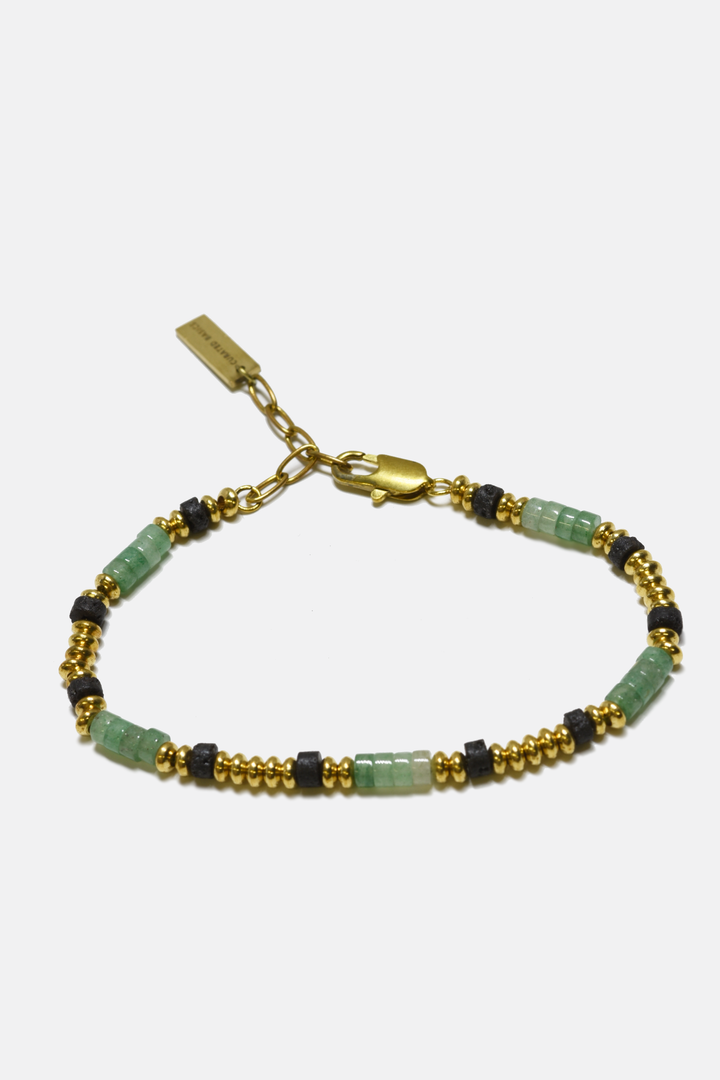 4mm Green Jade & Brass Beaded Bracelet