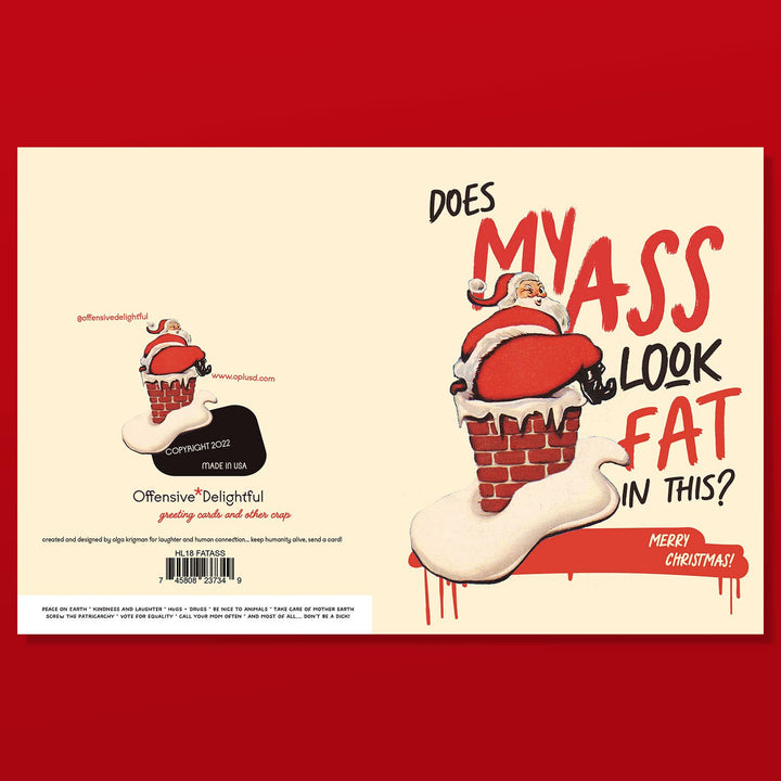 Fat Ass Santa Christmas Card