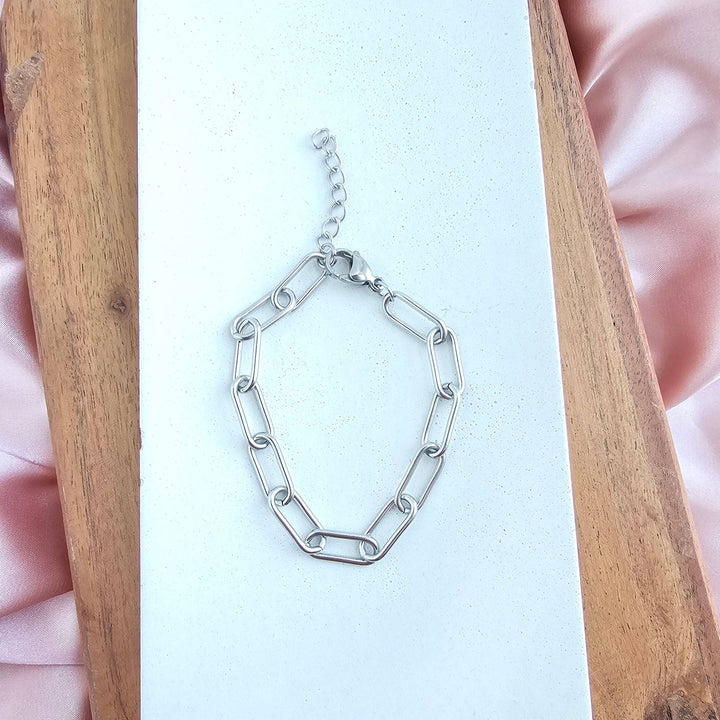 Luxe Chunky Paper Clip Bracelet - Silver