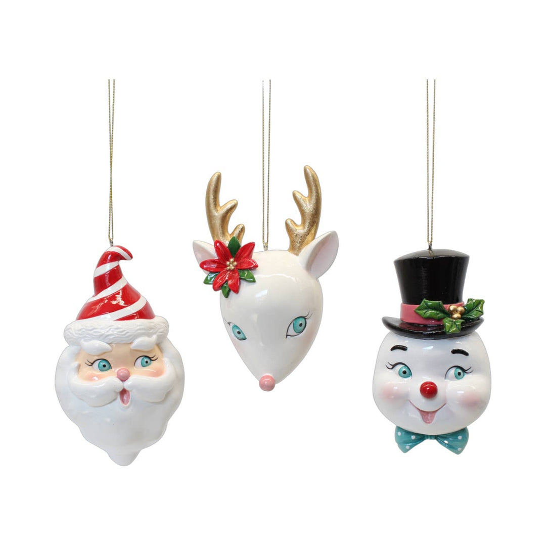 3 Asst Retro Character Ornament