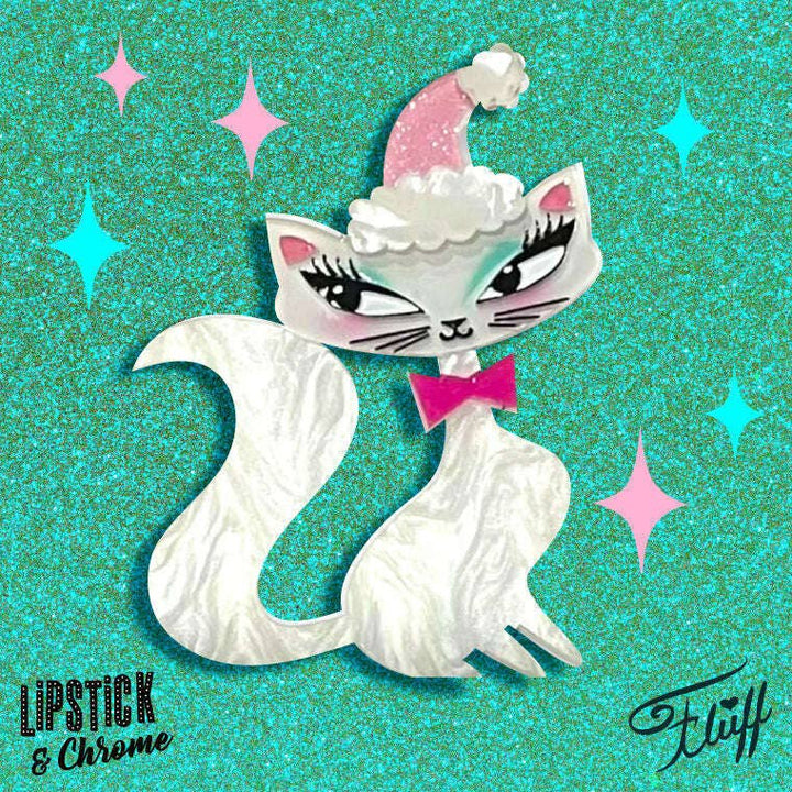 Swanky Pinkmas Kitty Brooch