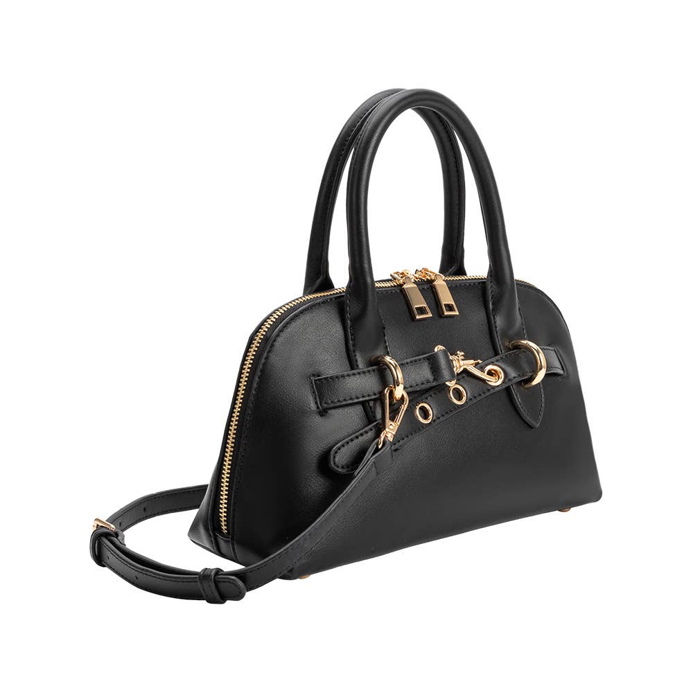 Rue Black Recycled Vegan Leather Top Handle Bag