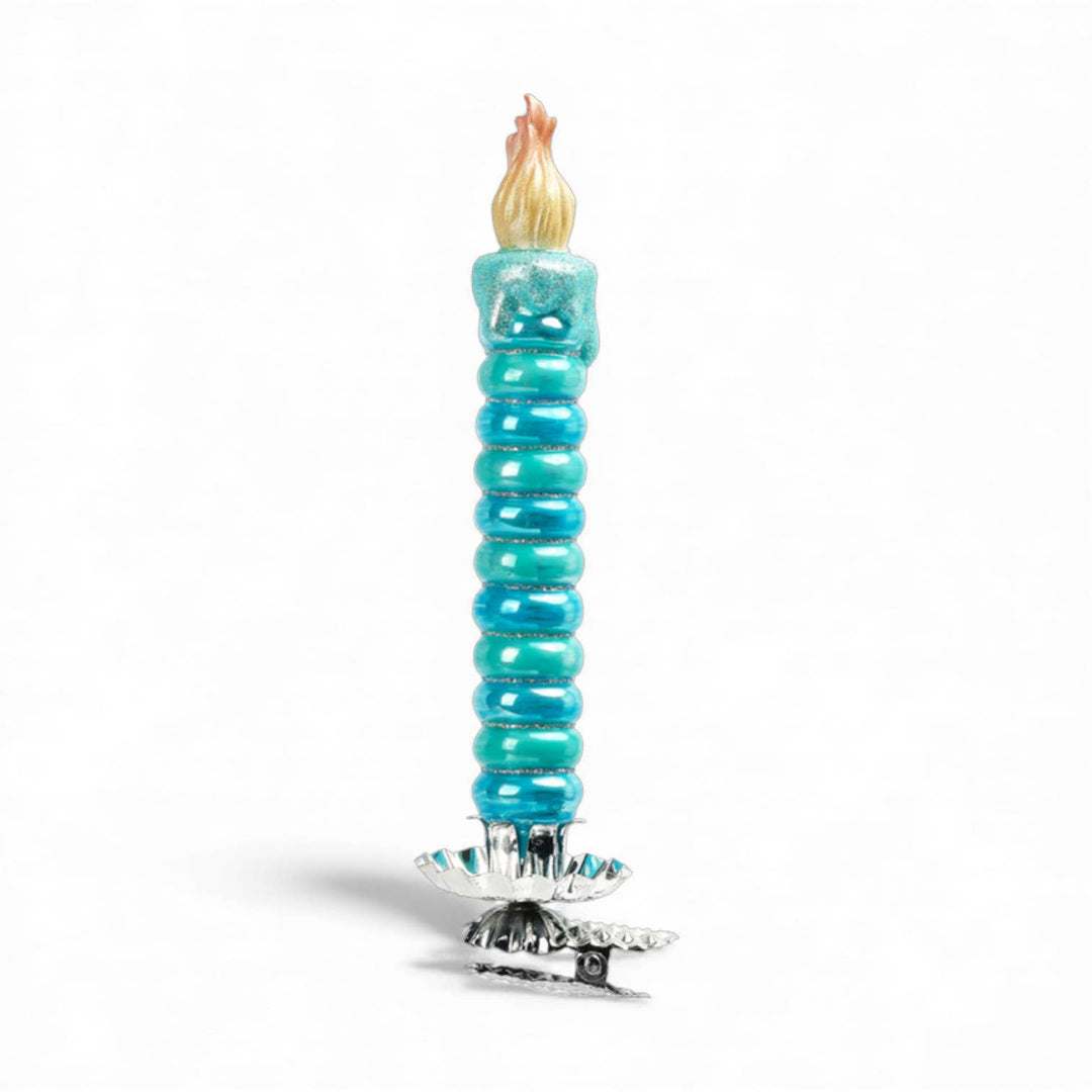 7in Teal Candlestick Clip Orn