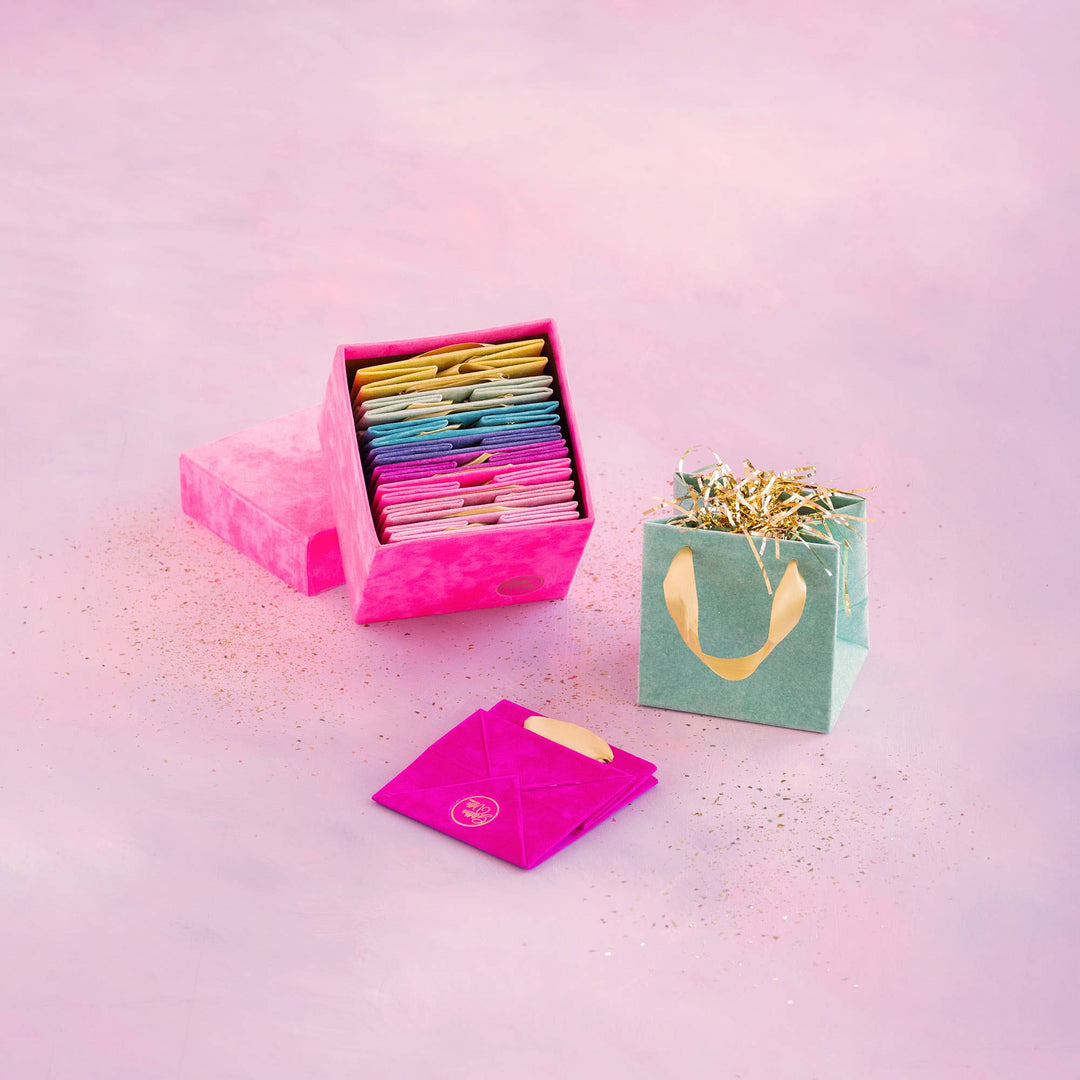 Glitterville Patisserie Flocked Bags, 10 Asst, 6" x 6" x 5"