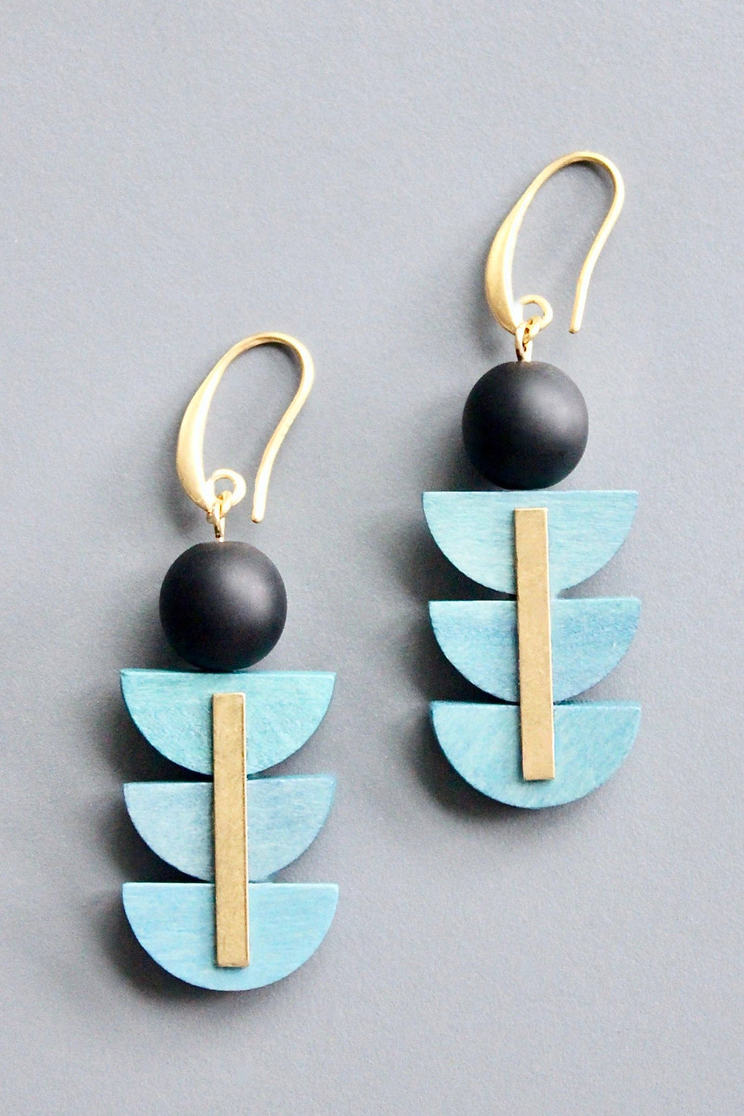 HYLE36 Geometric Artdeco painted wood earrings