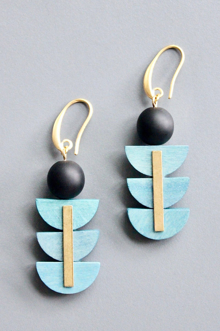 HYLE36 Geometric Artdeco painted wood earrings