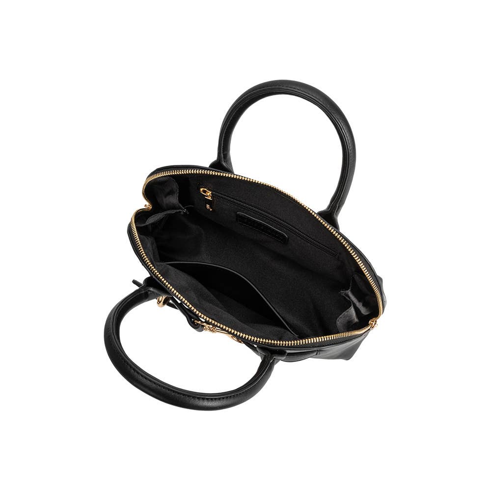 Rue Black Recycled Vegan Leather Top Handle Bag