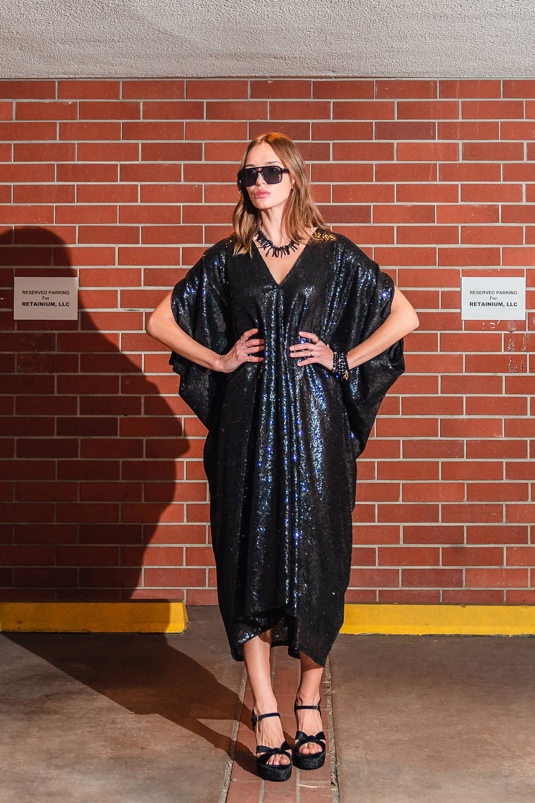 Black Sequin Caftan