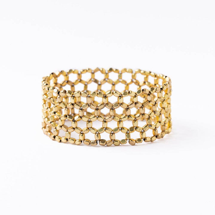 Winnie Small Bead Stretch Bracelet Brass