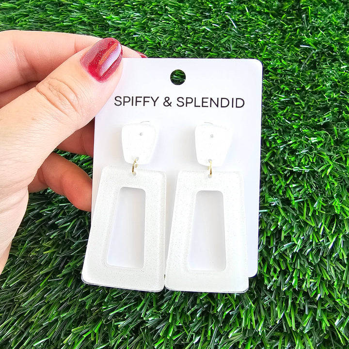 Avery Earrings - White Glitter // Jewelry, Game Day