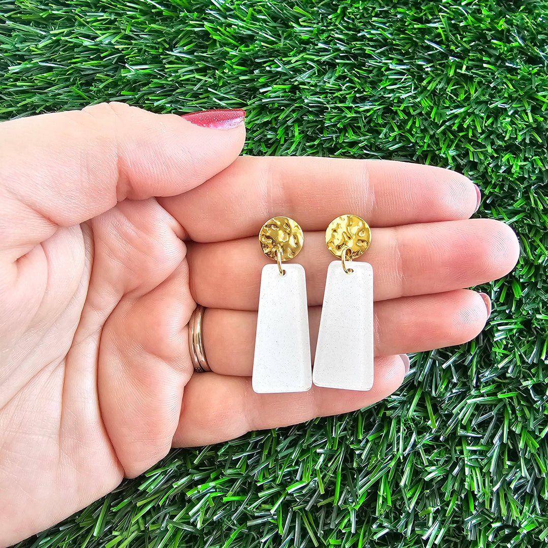 Mia Mini Earrings - White Glitter // Jewelry, Game Day