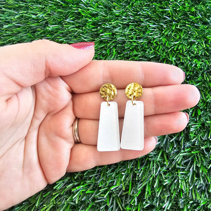 Mia Mini Earrings - White Glitter // Jewelry, Game Day
