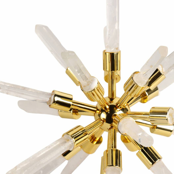 Metal Glass Small Crystal Starburst Statuary - Gold, 8 in.