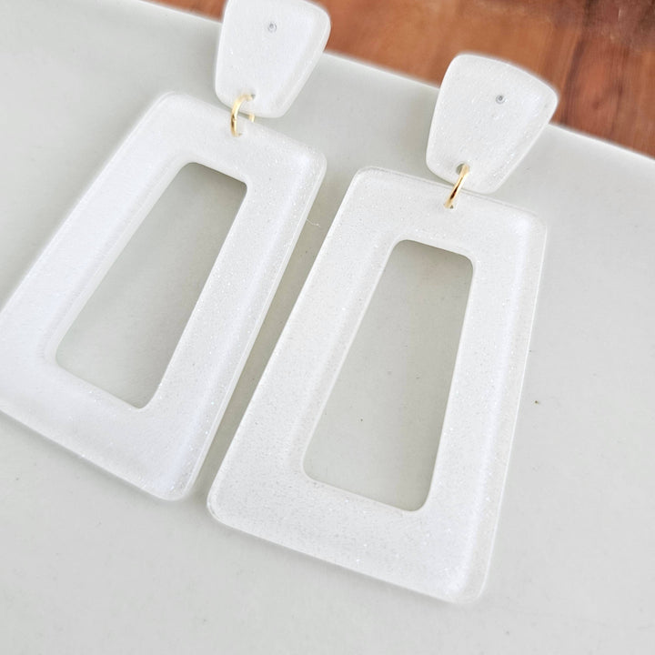 Avery Earrings - White Glitter // Jewelry, Game Day