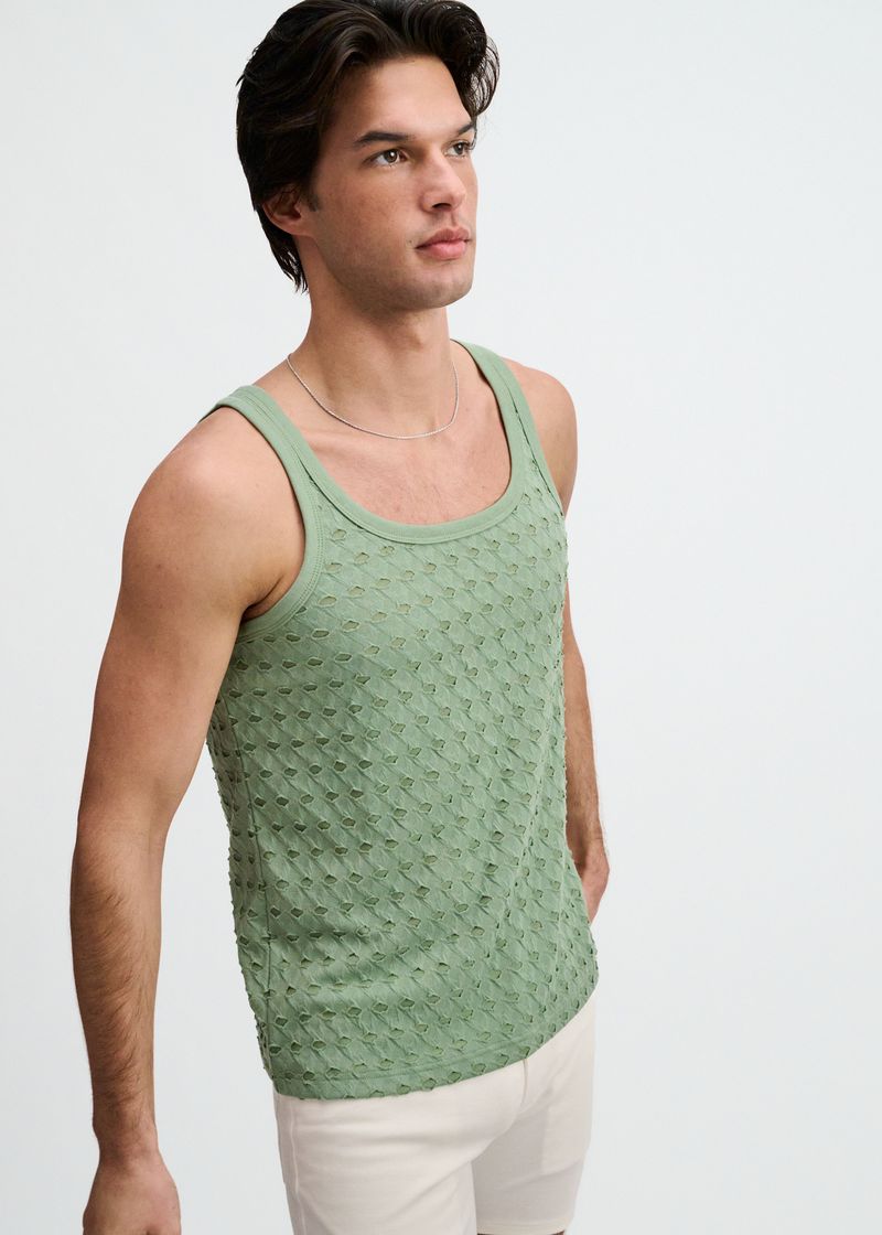 Cactus Stretch Ripped Knit Tank St-11141