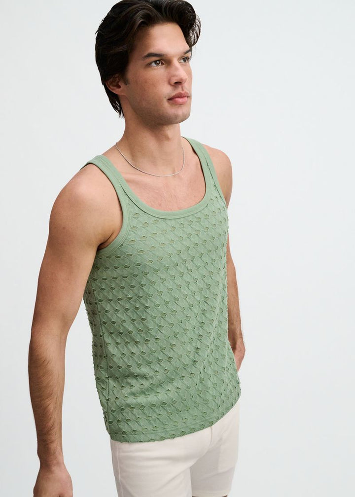 Cactus Stretch Ripped Knit Tank St-11141