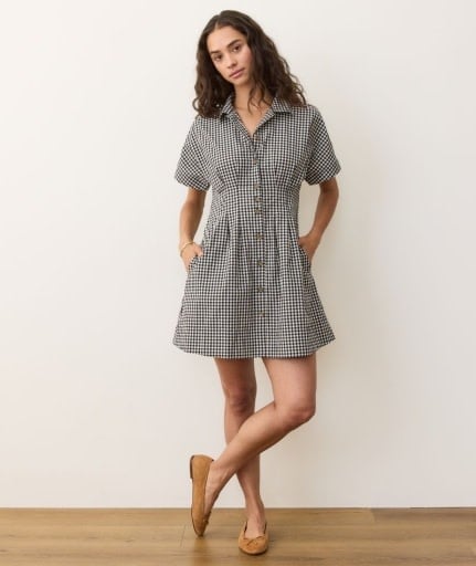 Arden Mini Shirt Dress Black/White Gingham