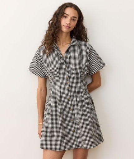 Arden Mini Shirt Dress Black/White Gingham