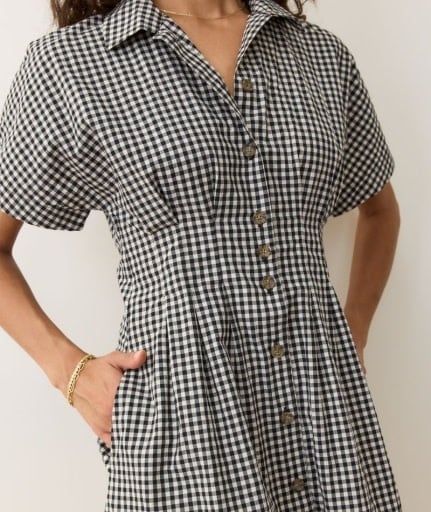 Arden Mini Shirt Dress Black/White Gingham