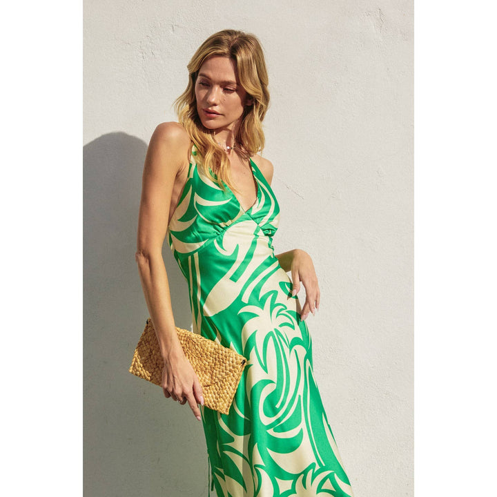 Lucky Girl Chevron Seam Cross Back Maxi Dress