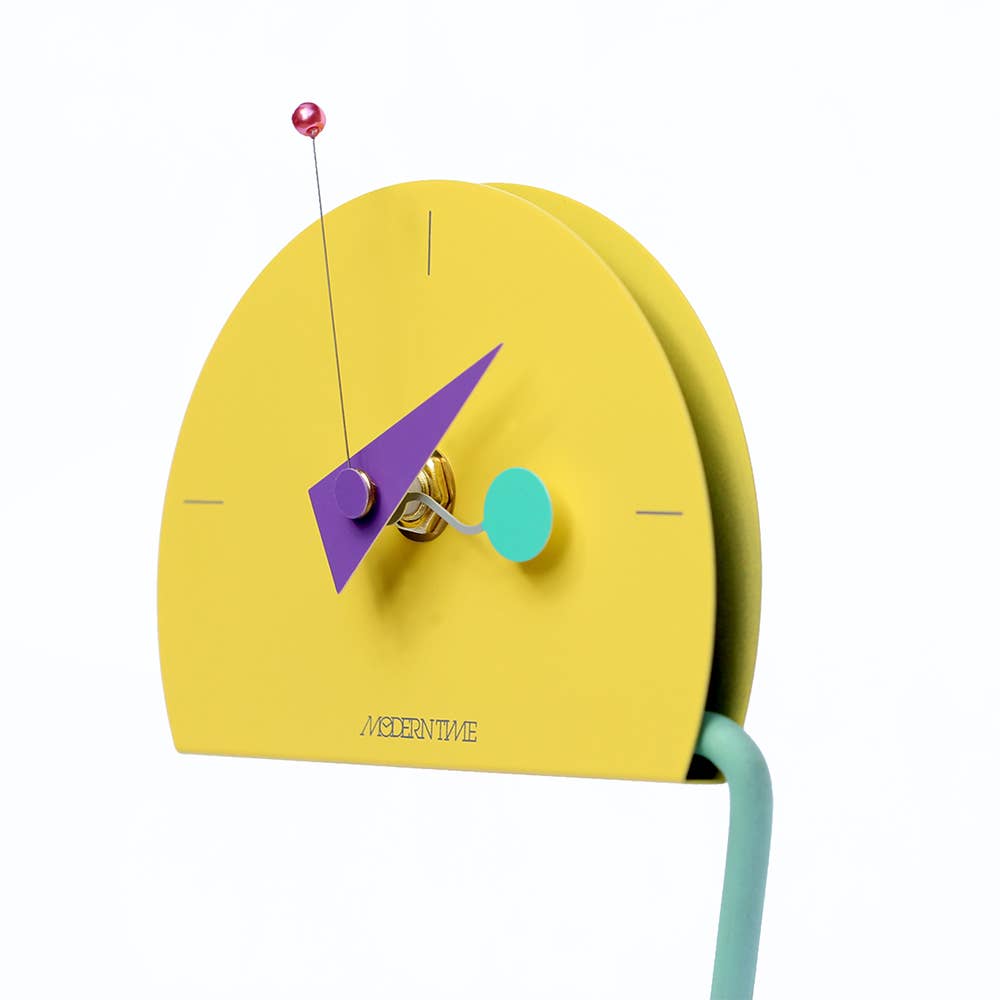 Peacock Desk Clock - Movable Height - Memphis Design