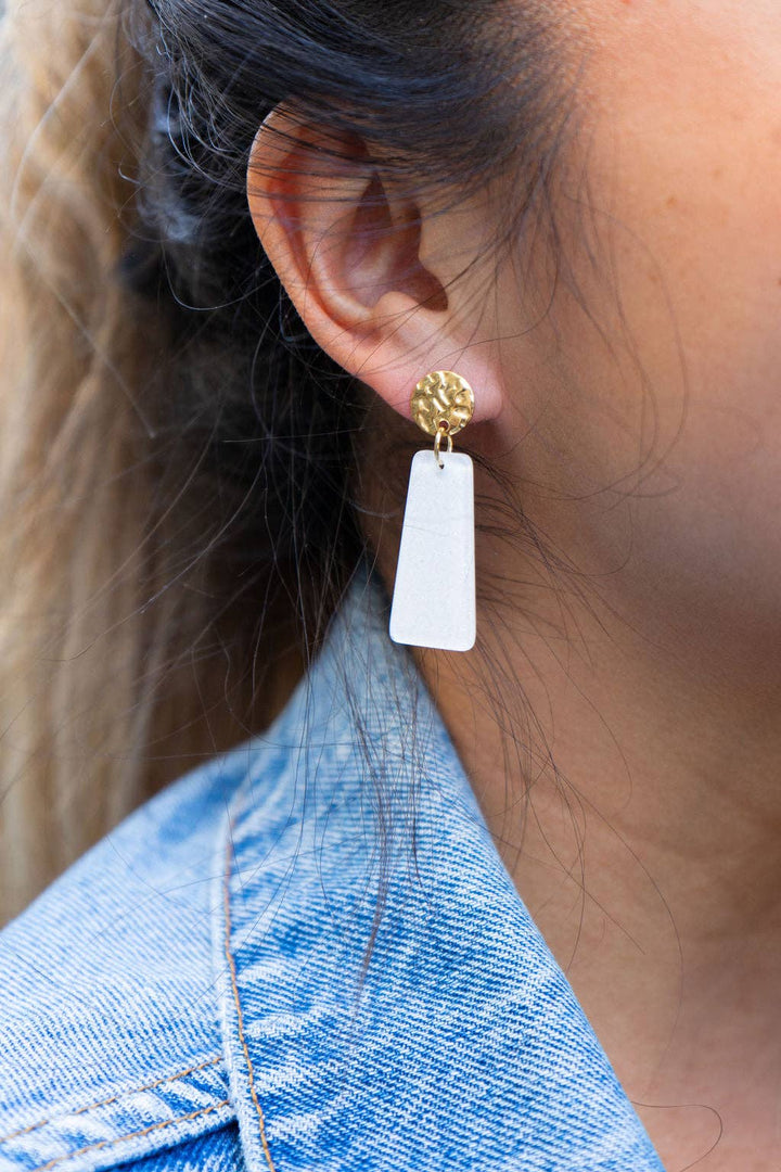 Mia Mini Earrings - White Glitter // Jewelry, Game Day