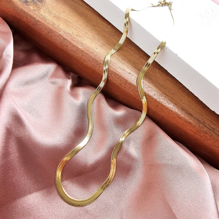 Luxe Delicate Herringbone Chain - 16" - Gold