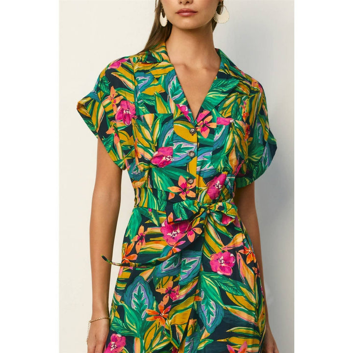 Paradise Found Collared Button Front Jumpsuit