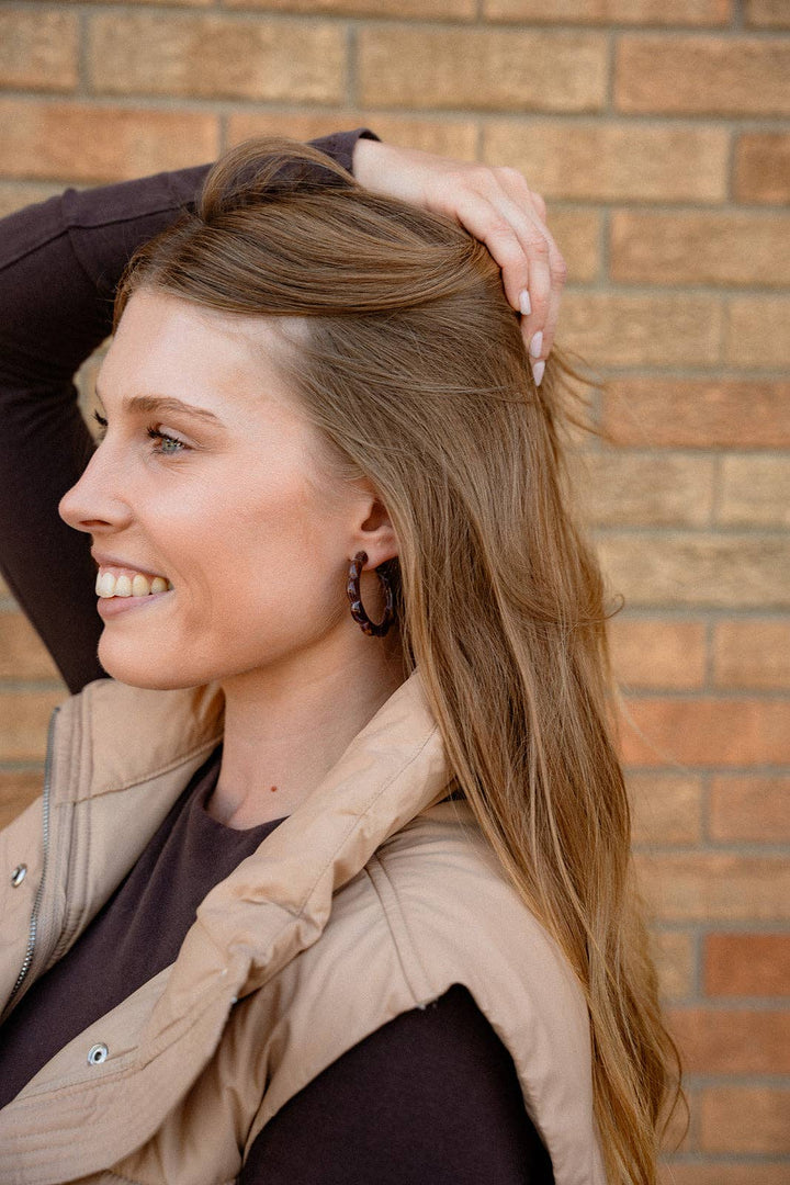 Scarlett Hoop Earrings - Cocoa Brown