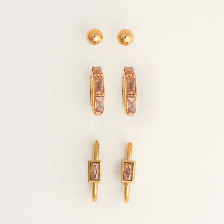 Narelle Waterproof Rectangle Hoop Earring Trio