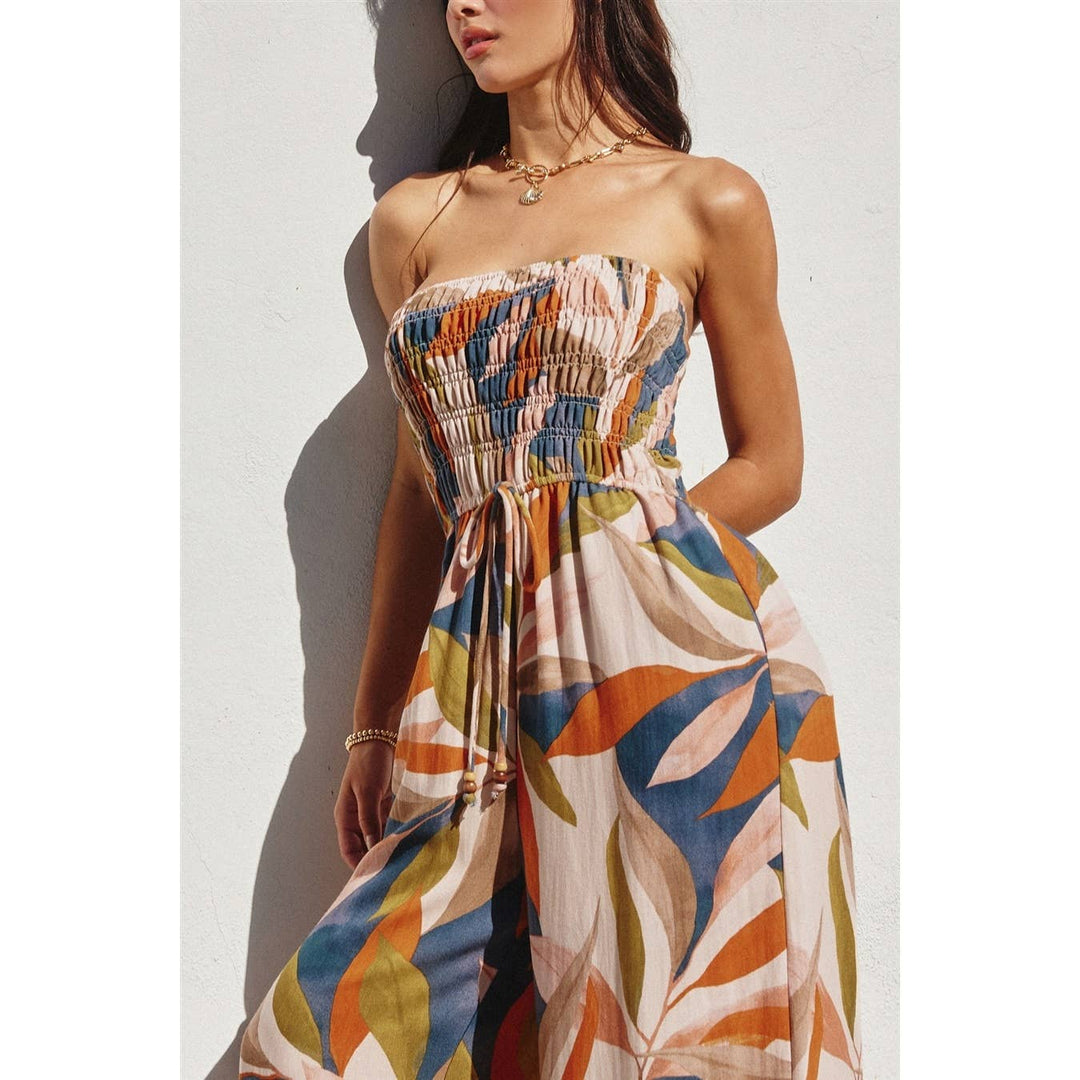 Destinations Smocked Top Wide Leg Jumpsuit