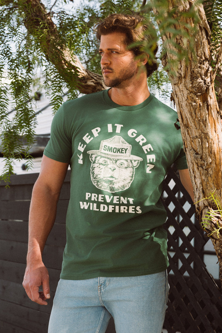 Smokey Bear Pigment Tee - Green