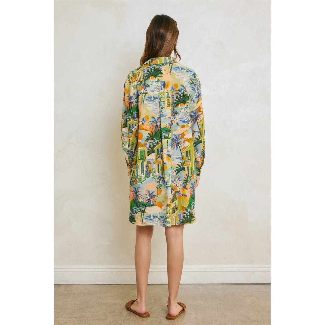 Golden Tide Mini Shirt Dress