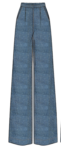 Allison Pleated Wide Leg Denim Trouser Medium Wash
