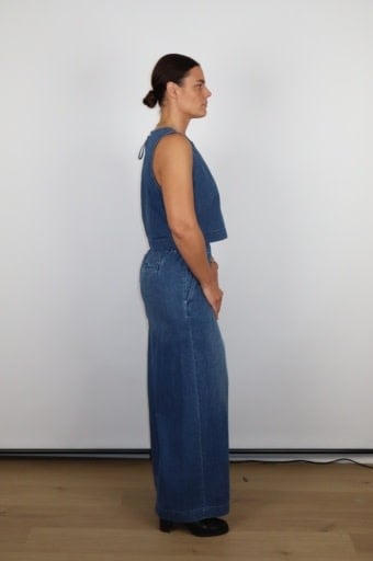 Allison Pleated Wide Leg Denim Trouser Medium Wash