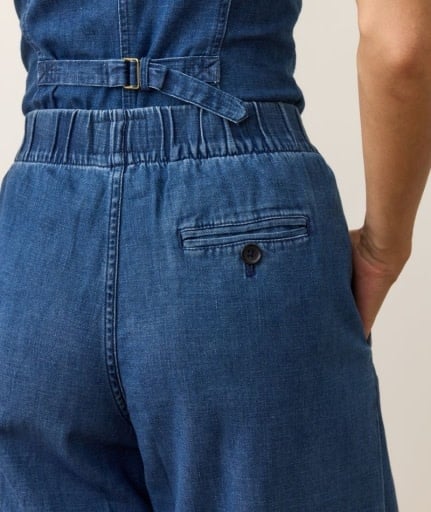 Allison Pleated Wide Leg Denim Trouser Medium Wash