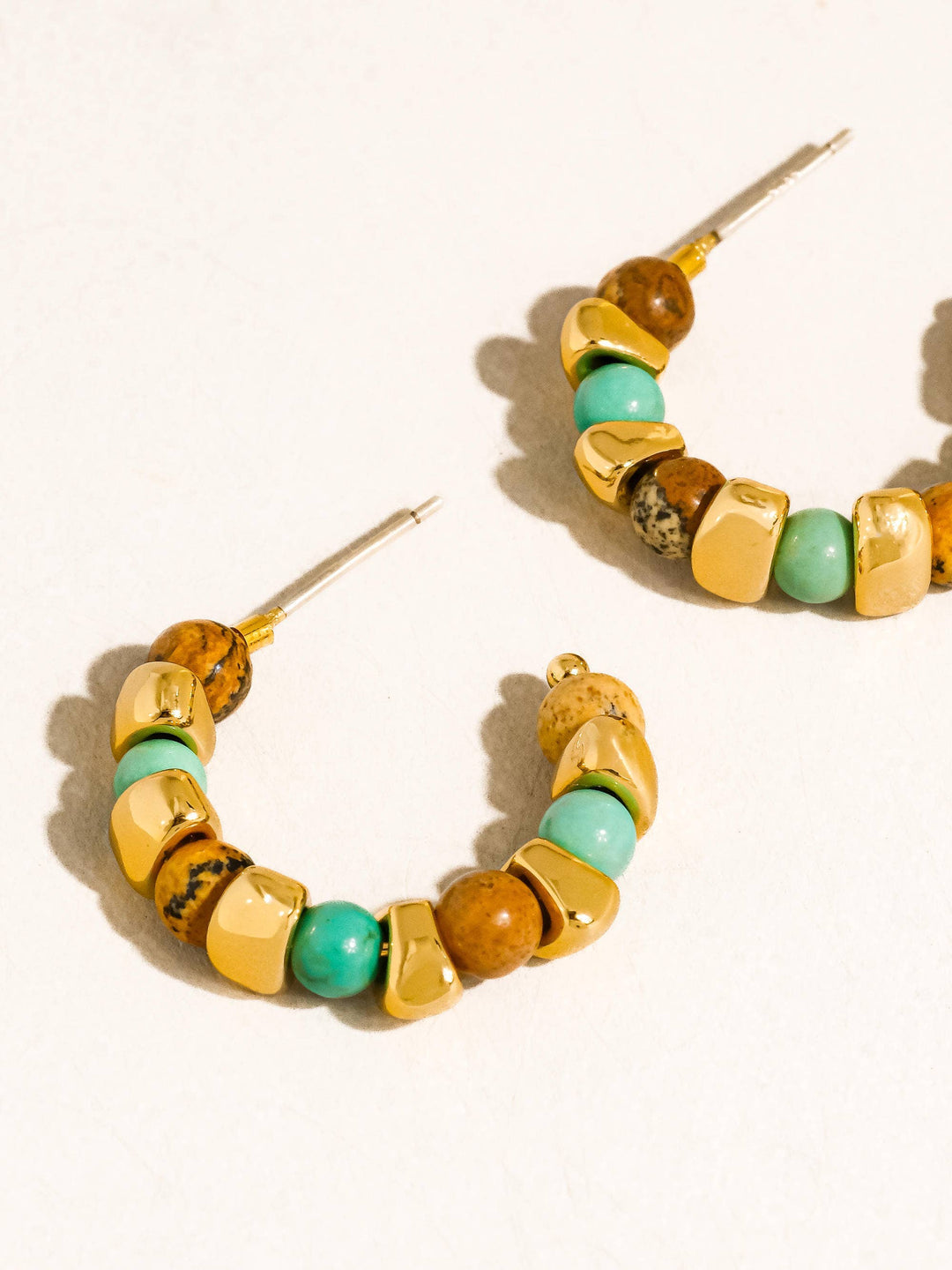 Noisette 18K Gold Boho Beaded Hoop Earrings