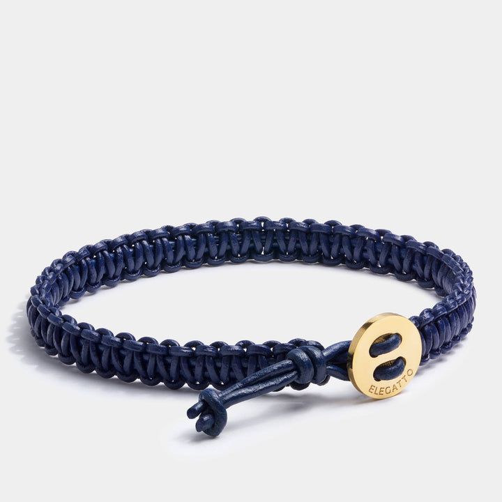Freemont Vintage Leather Woven Bracelet - Ocean Blue