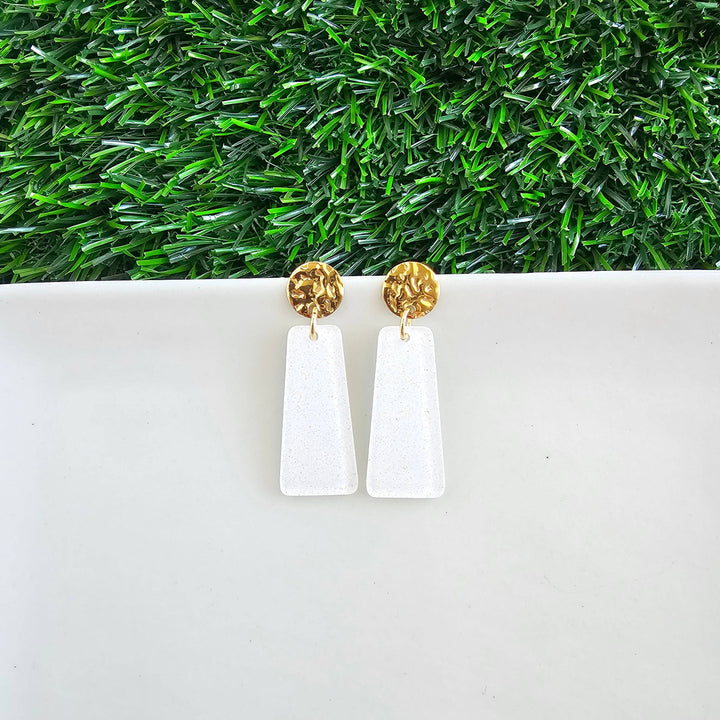 Mia Mini Earrings - White Glitter // Jewelry, Game Day