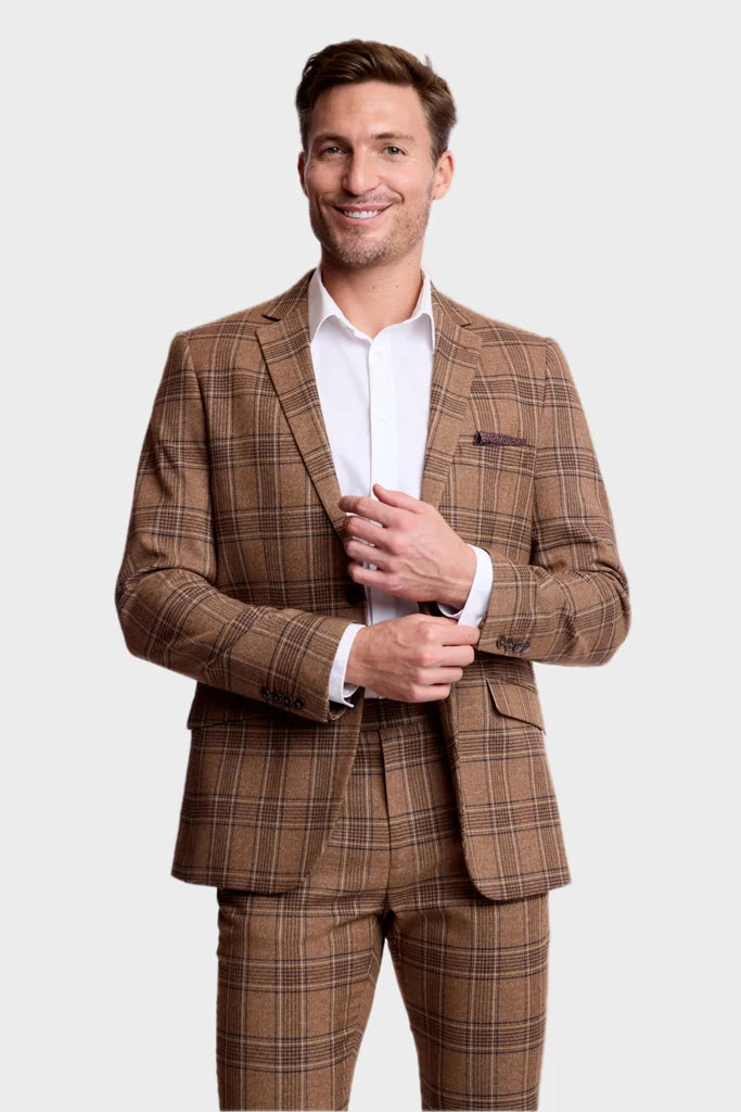 Dover Notch Jacket - Brown Tan Plaid