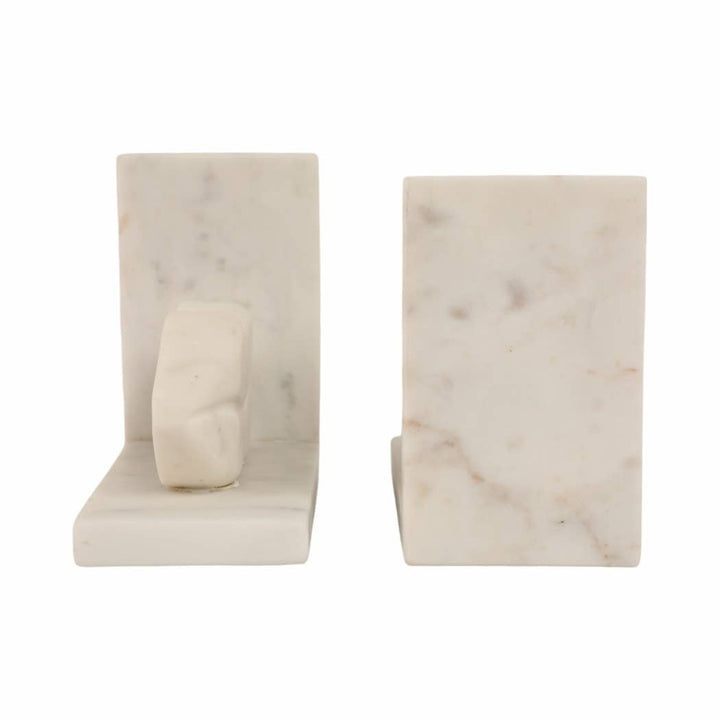 Bookends Set of 2 - White Marble Lips Design, 5 in.