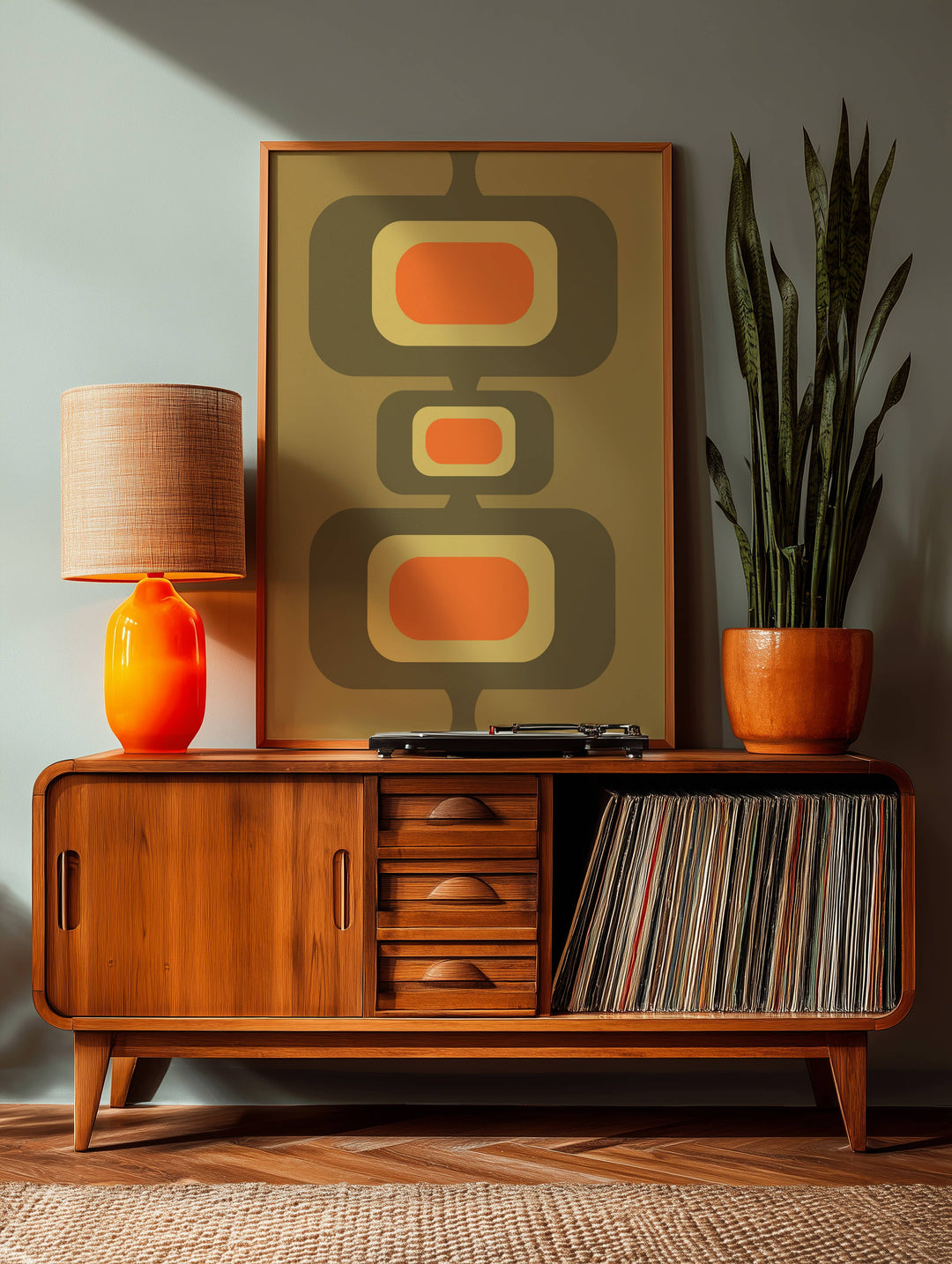 Green and Orange Rectangles Print
