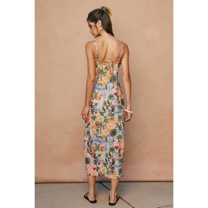 Cabana Crush Linen Front Slit Midi Dress