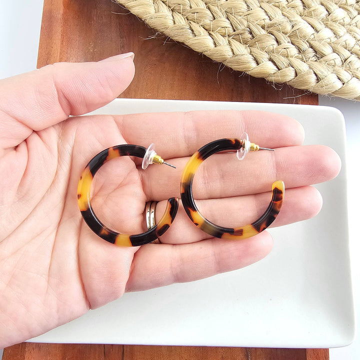 Camy Hoop Earrings - Tortoise