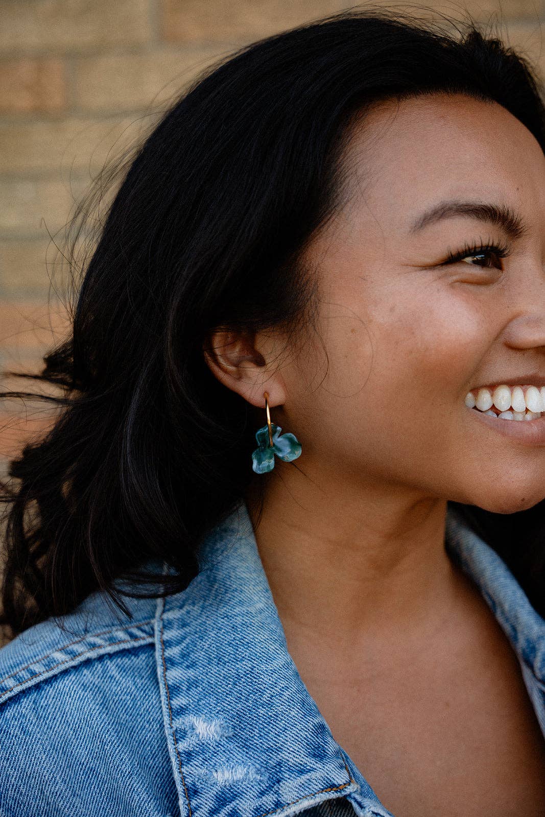 Magnolia Hoop Earrings - Alpine Green