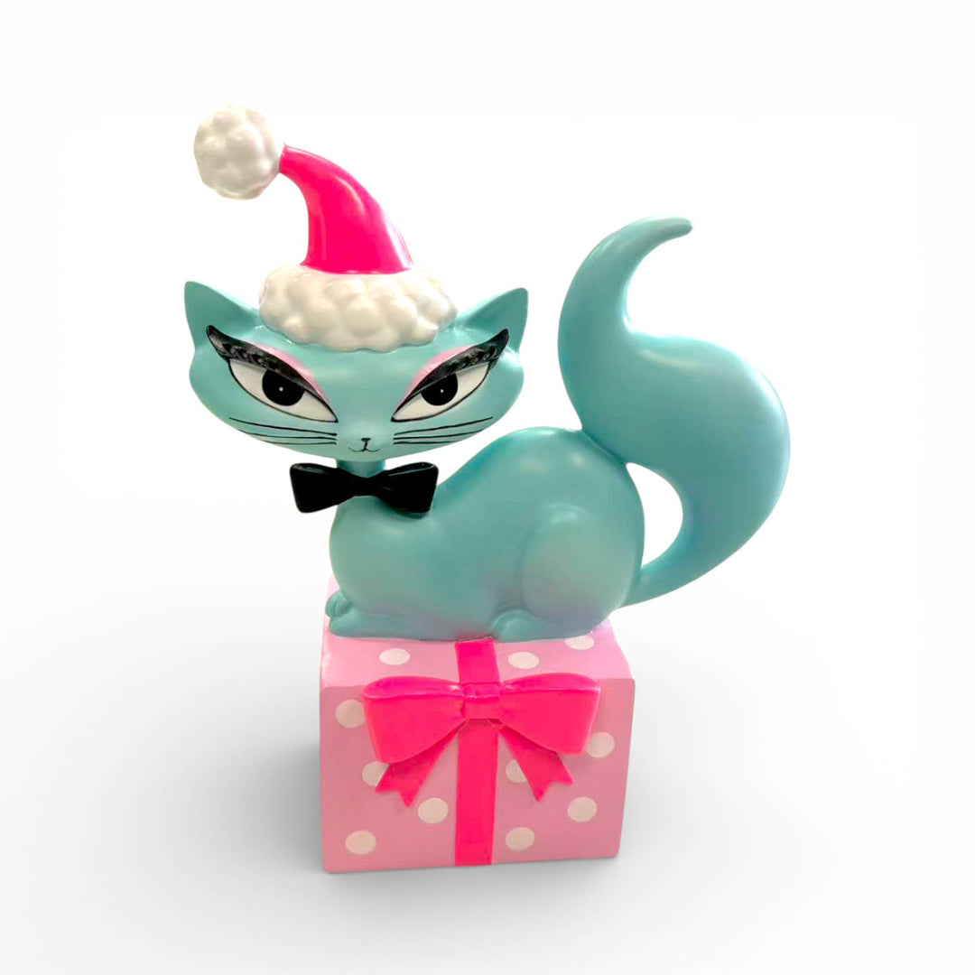 Swanky Christmas Kitty on Present by Miss Fluff