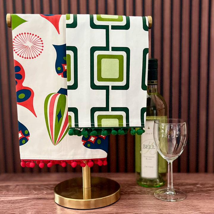 Retro Square Green Mid Century Modern Bar Kitchen Tea Towel